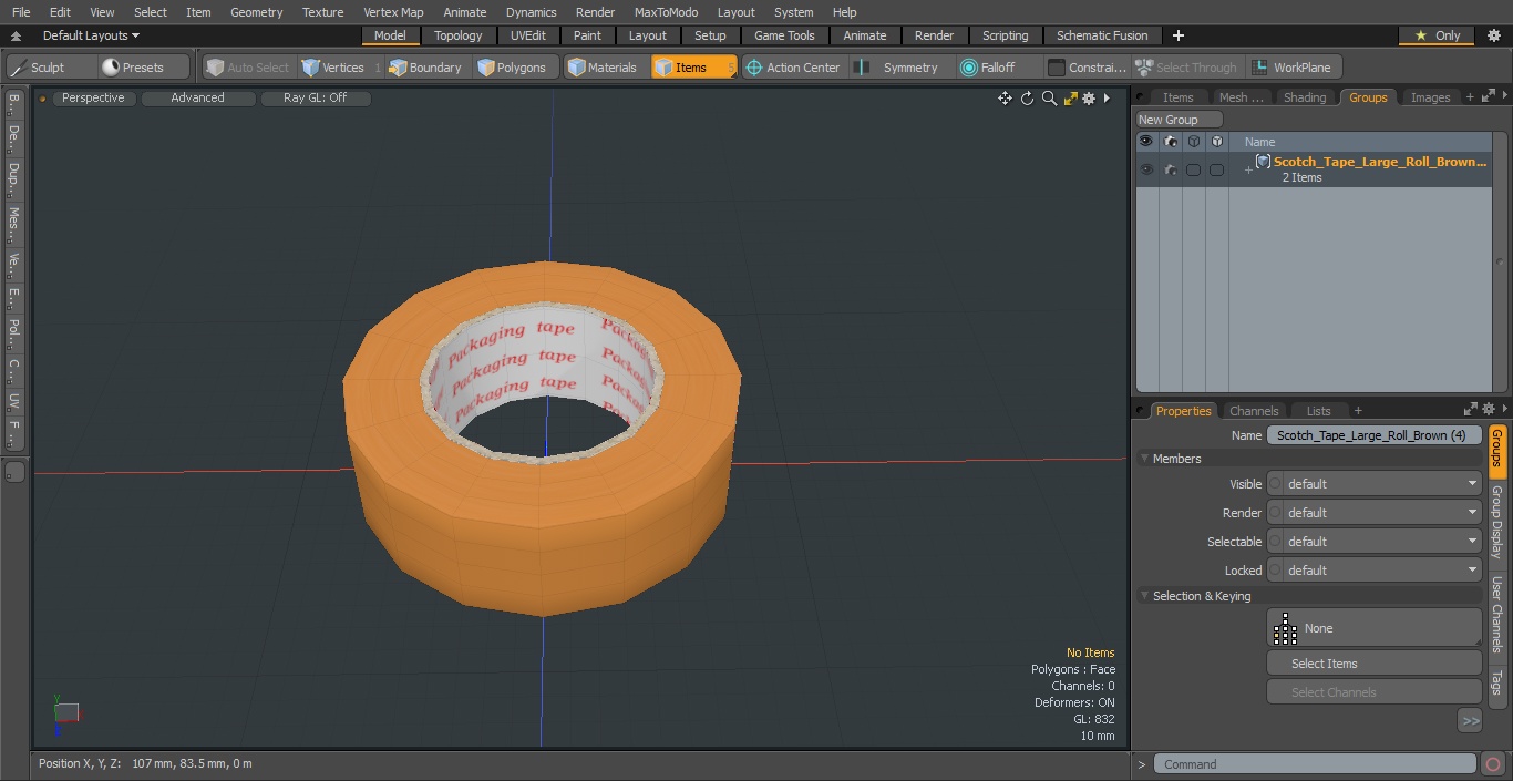 3D Scotch Tape Large Roll Brown model