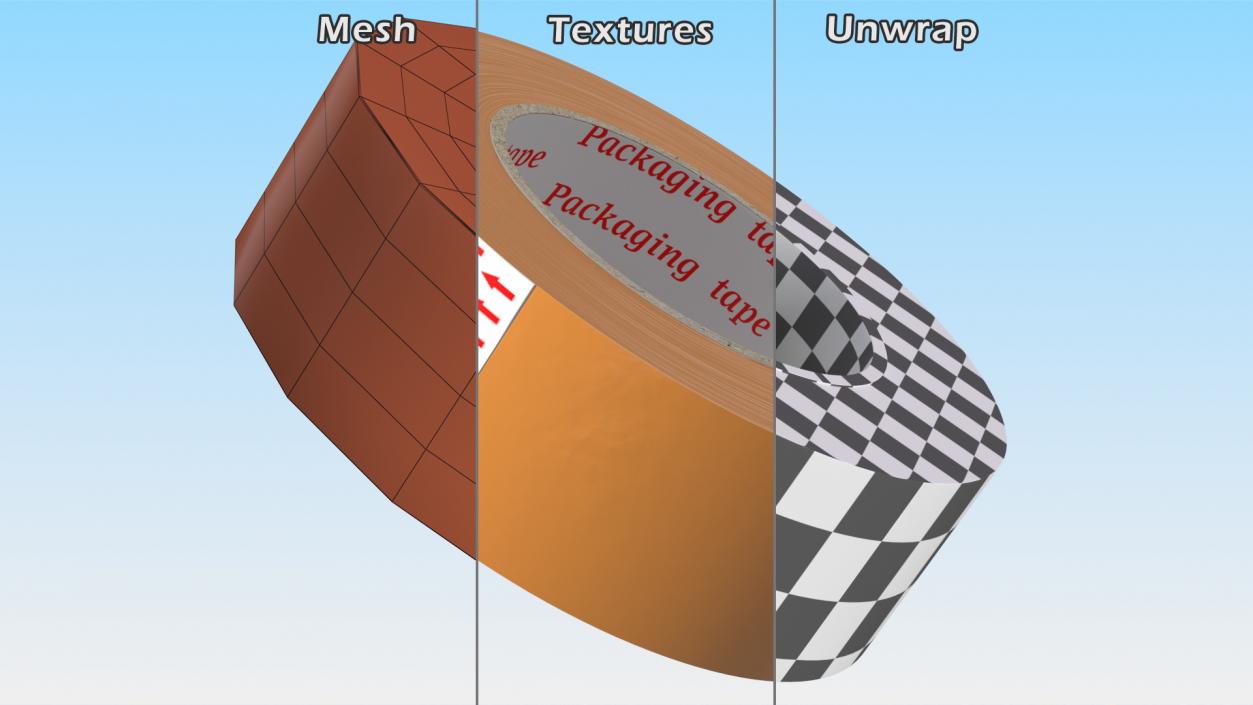 3D Scotch Tape Large Roll Brown model