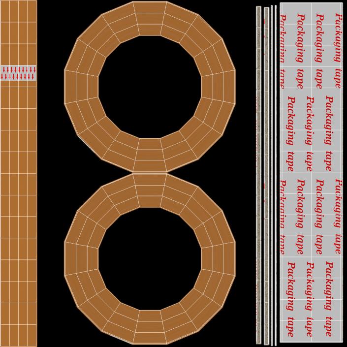 3D Scotch Tape Large Roll Brown model