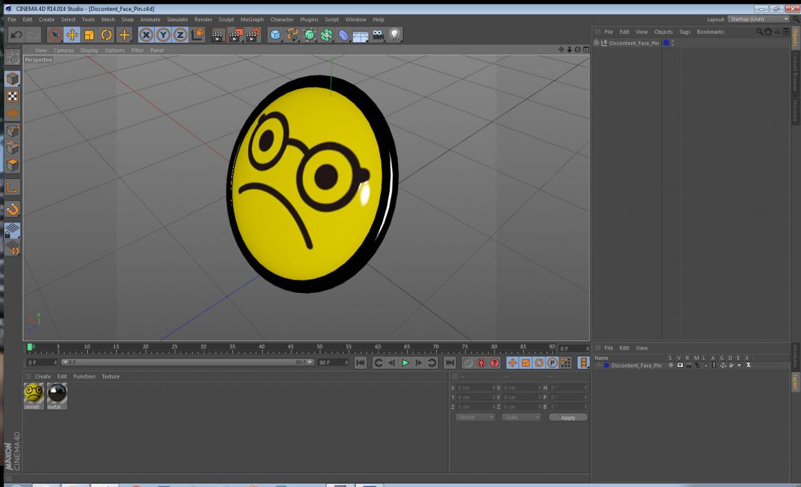 Discontent Face Pin 3D model