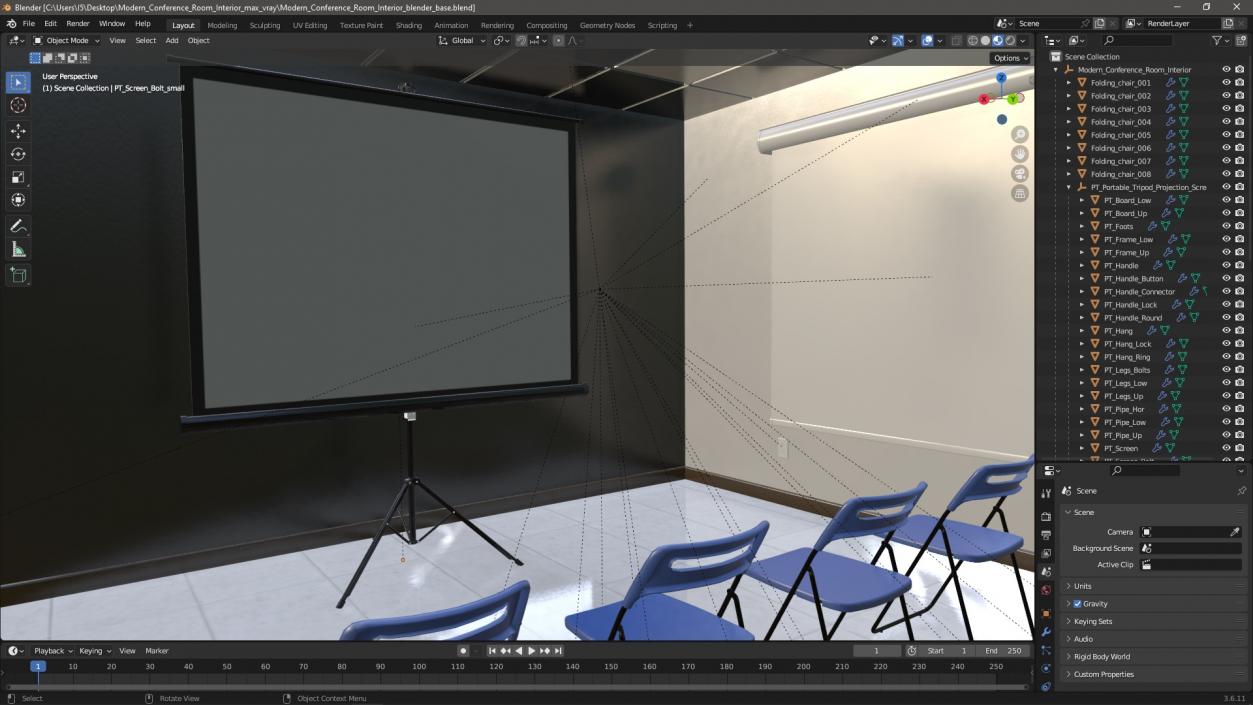 3D Modern Conference Room Interior