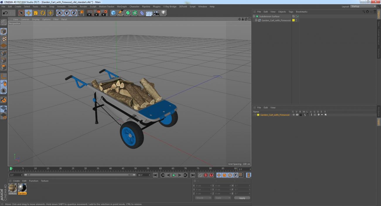 3D model Garden Cart with Firewood