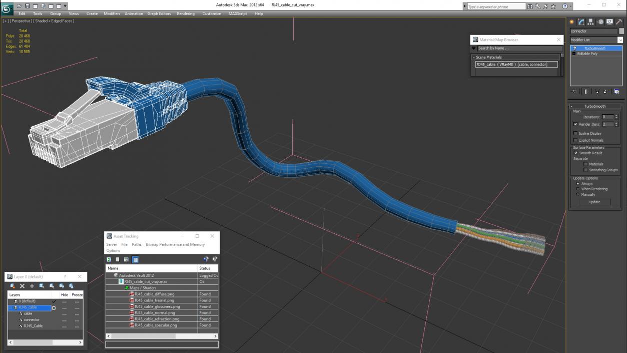 RJ45 Cable Cut 3D model