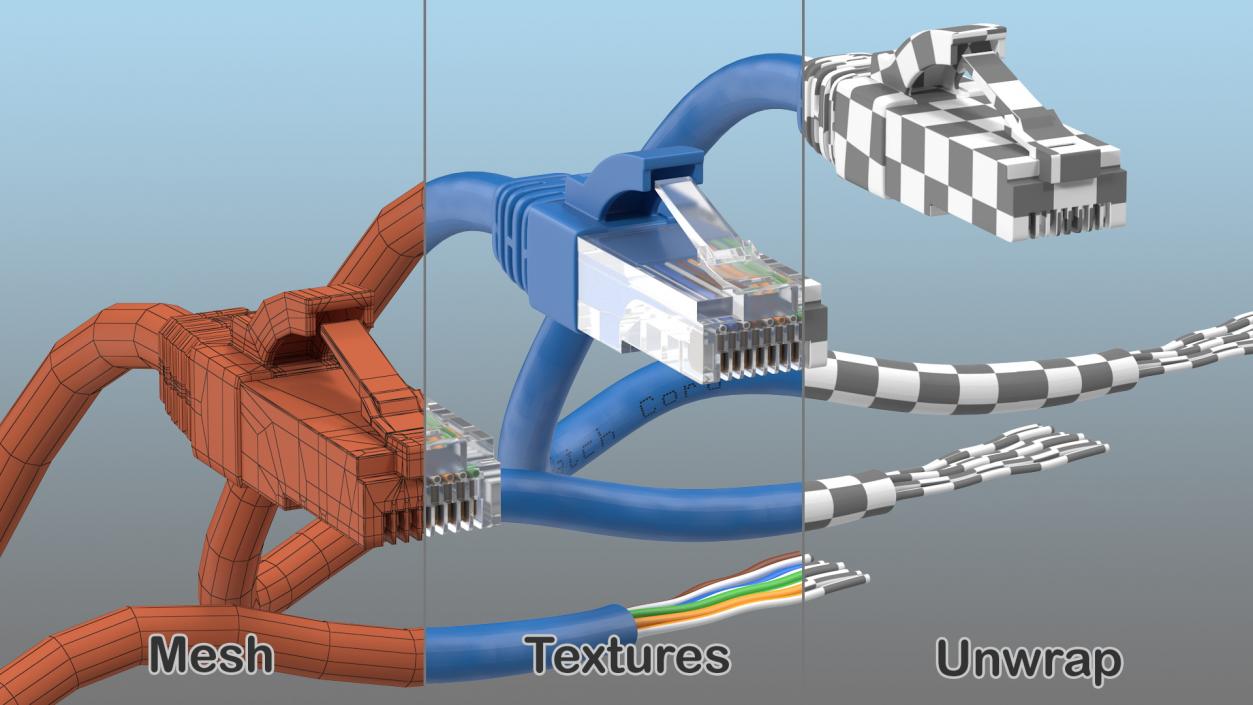 RJ45 Cable Cut 3D model