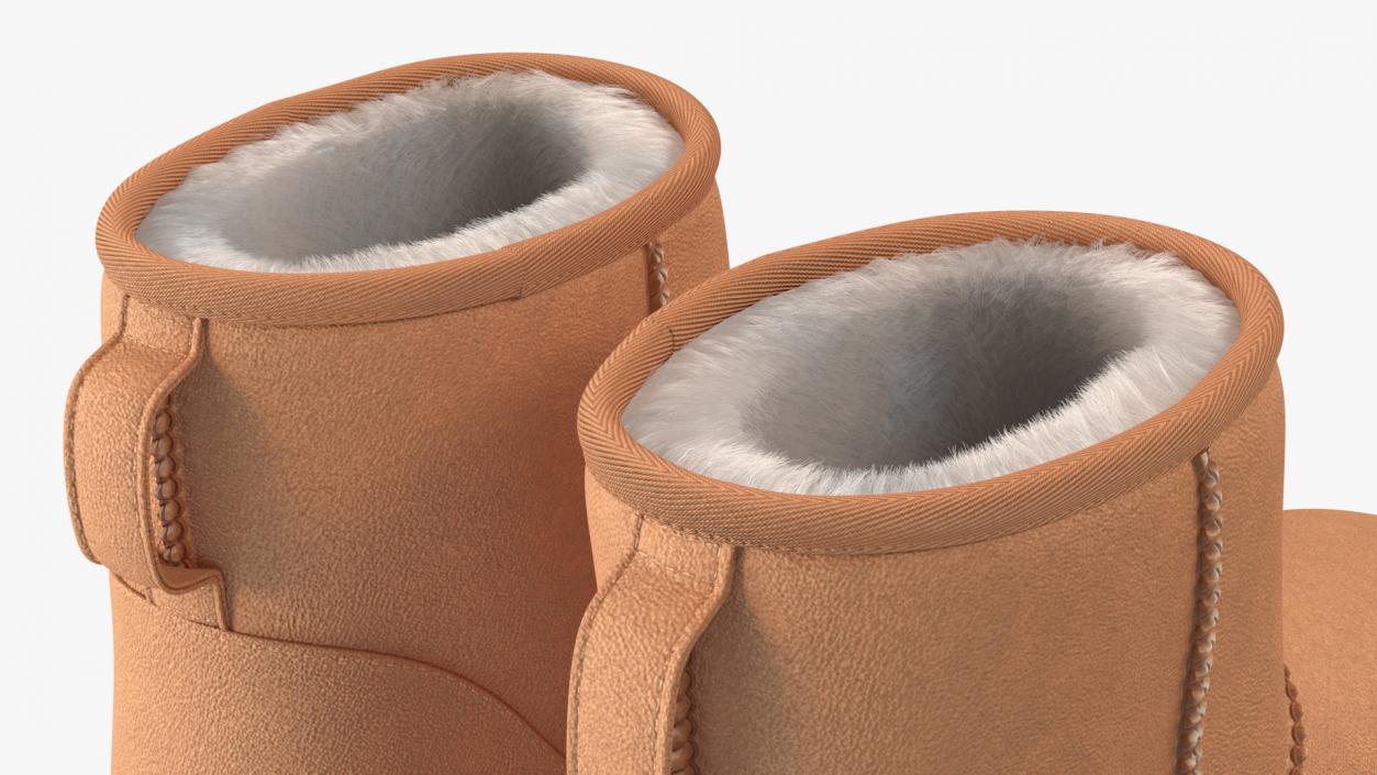 3D Womens Mini Leather Sheepskin Boots Fur Chestnut model