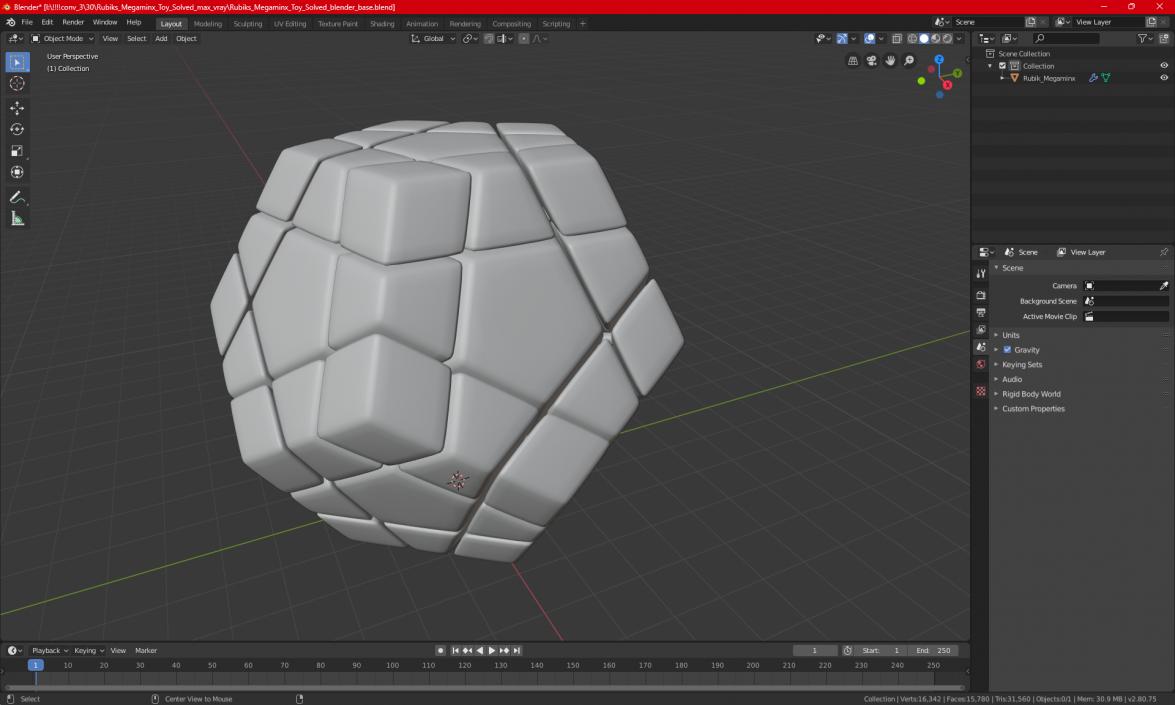 3D Rubiks Megaminx Toy Solved