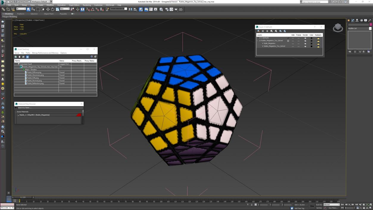 3D Rubiks Megaminx Toy Solved