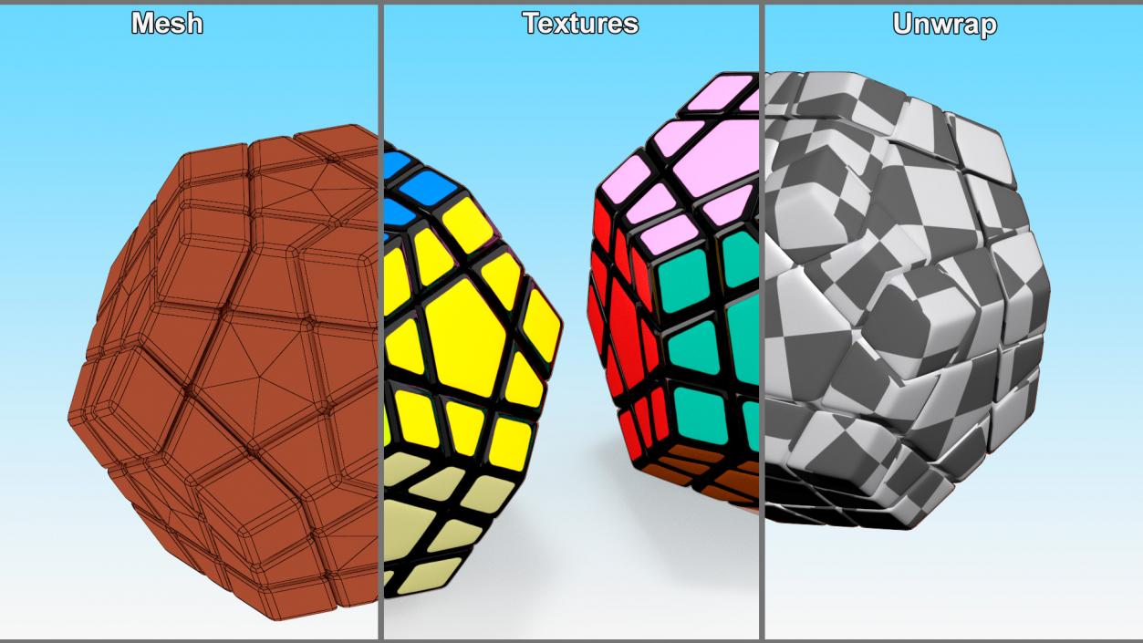 3D Rubiks Megaminx Toy Solved