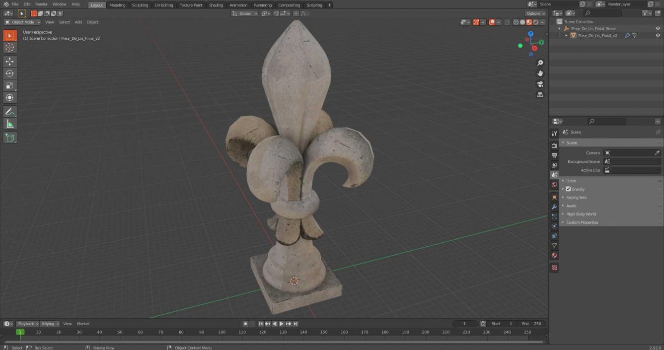 3D model Fleur De Lis Finial Stone