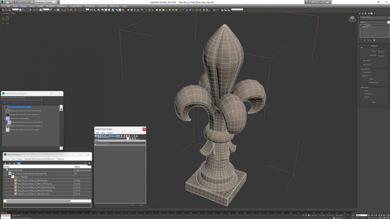 3D model Fleur De Lis Finial Stone