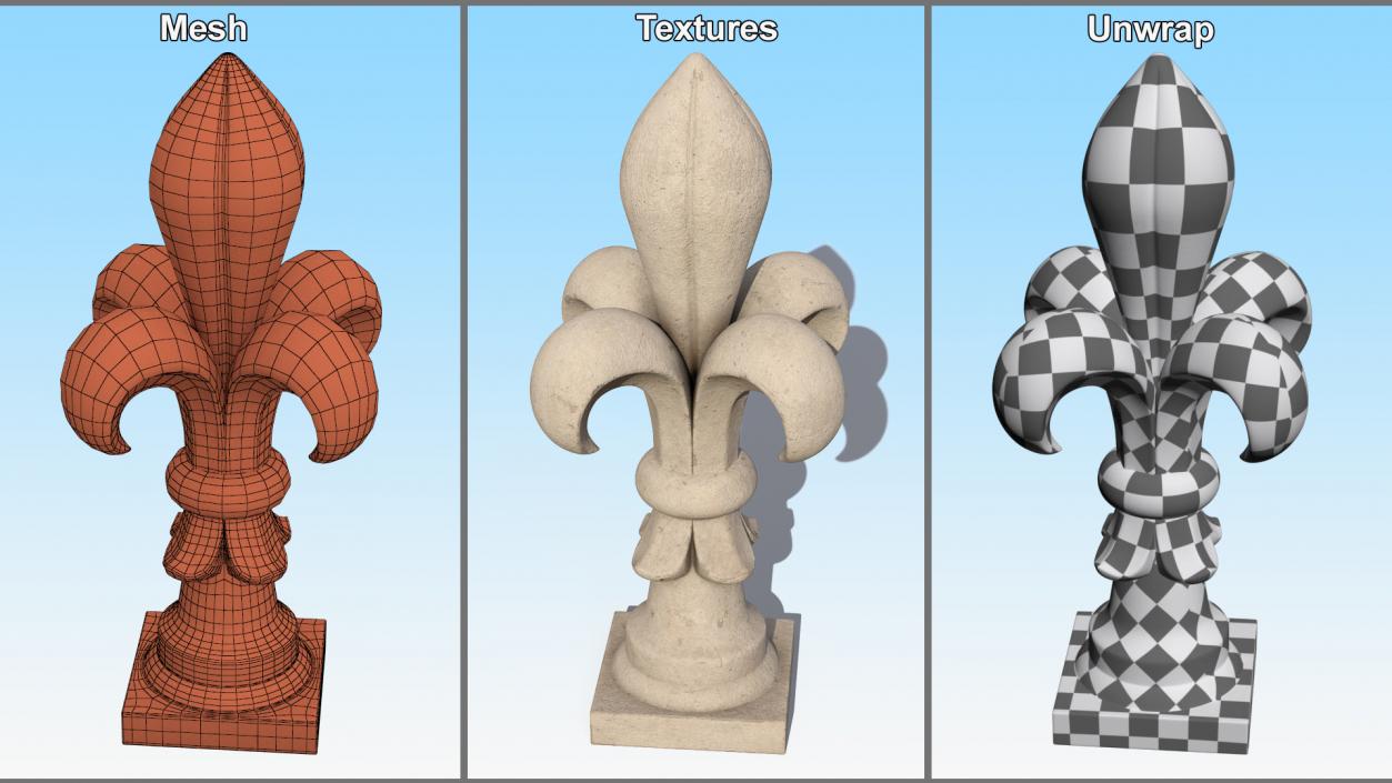 3D model Fleur De Lis Finial Stone