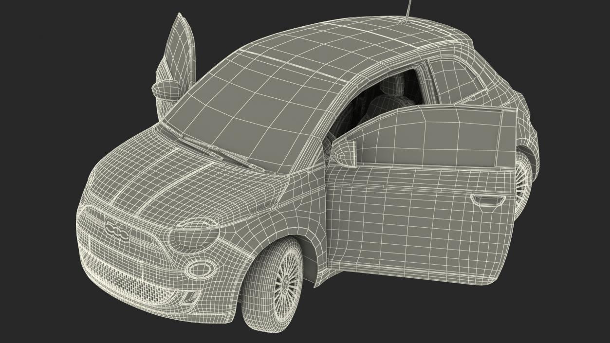 Fiat 500 La Prima EV Rigged 3D