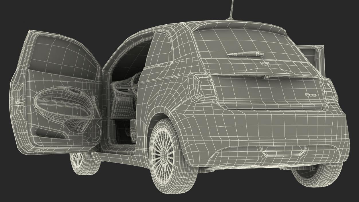 Fiat 500 La Prima EV Rigged 3D