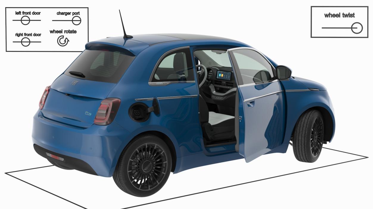 Fiat 500 La Prima EV Rigged 3D