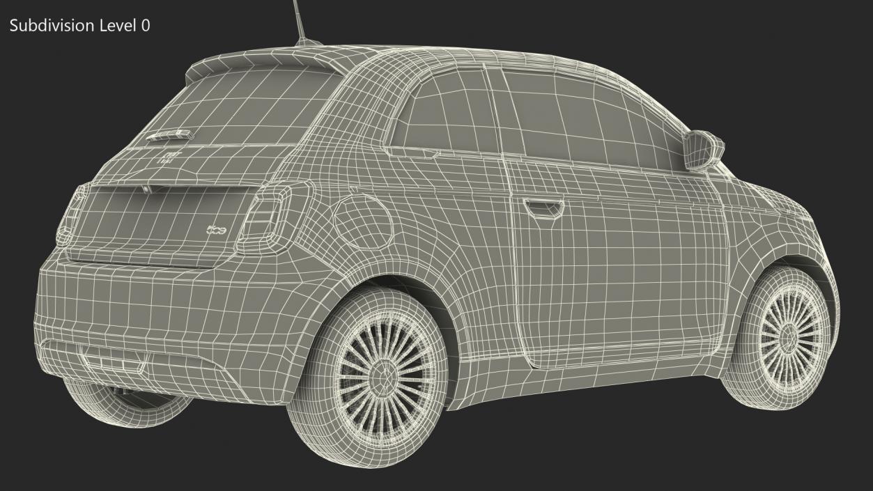 Fiat 500 La Prima EV Rigged 3D