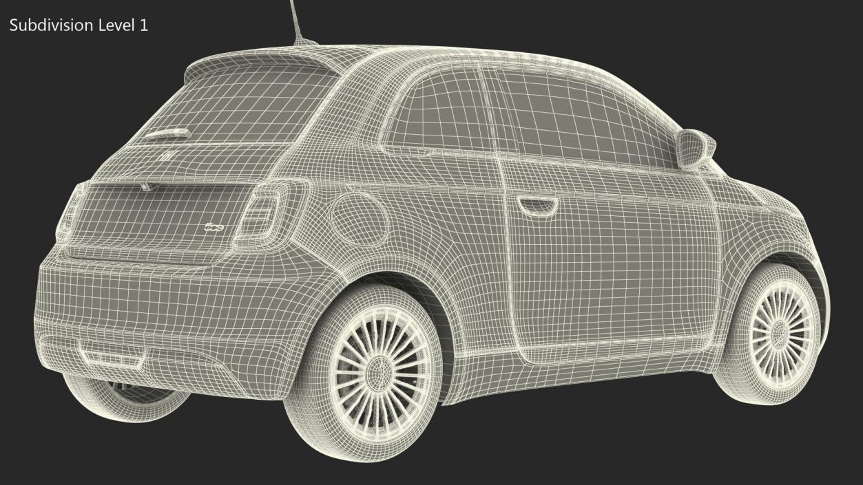 Fiat 500 La Prima EV Rigged 3D