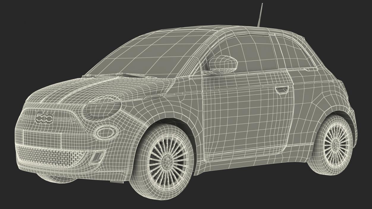 Fiat 500 La Prima EV Rigged 3D