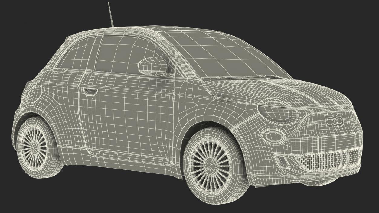 Fiat 500 La Prima EV Rigged 3D