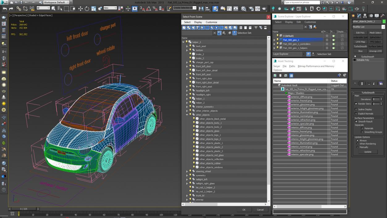 Fiat 500 La Prima EV Rigged 3D