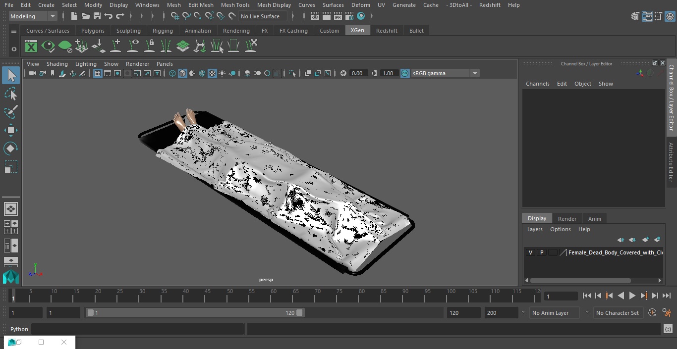 3D model Female Dead Body Covered with Cloth