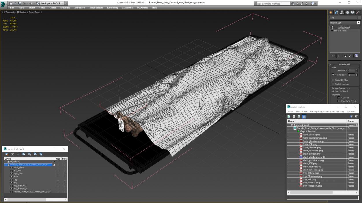 3D model Female Dead Body Covered with Cloth