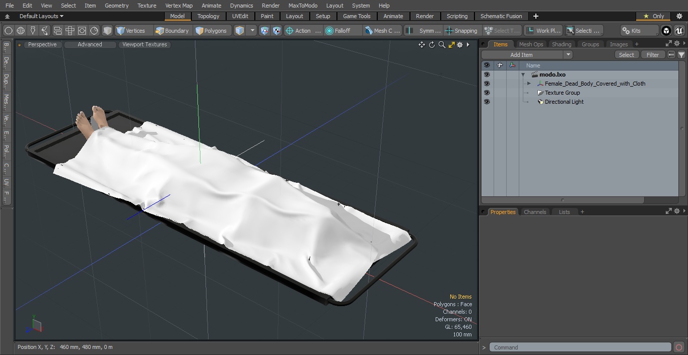 3D model Female Dead Body Covered with Cloth