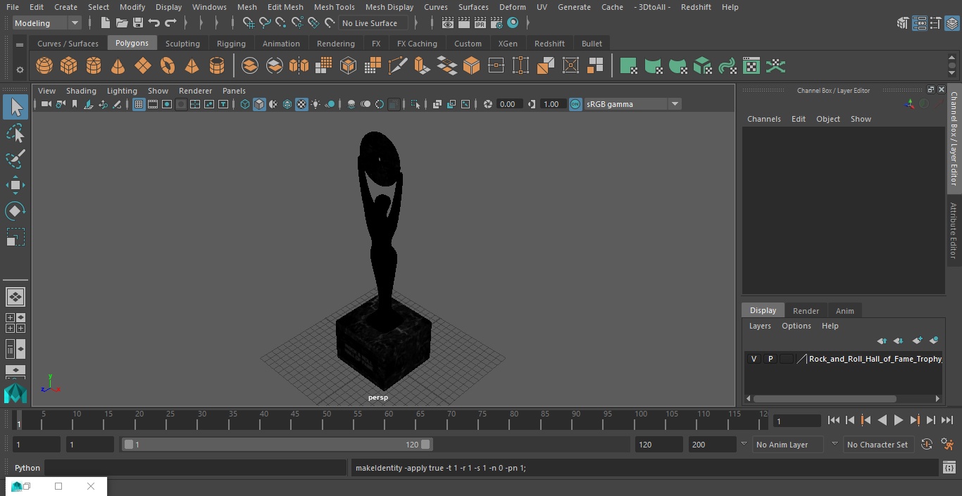 3D Rock and Roll Hall of Fame Trophy model