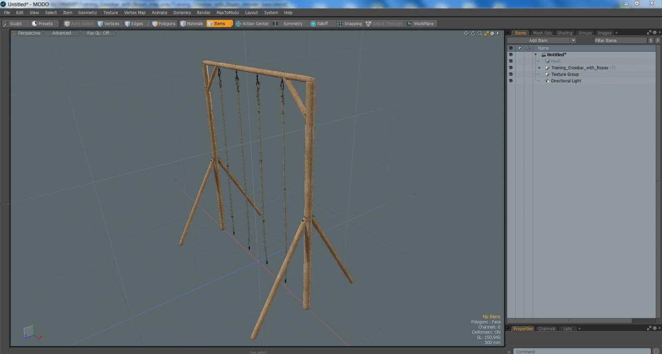 3D model Training Crossbar with Ropes 2