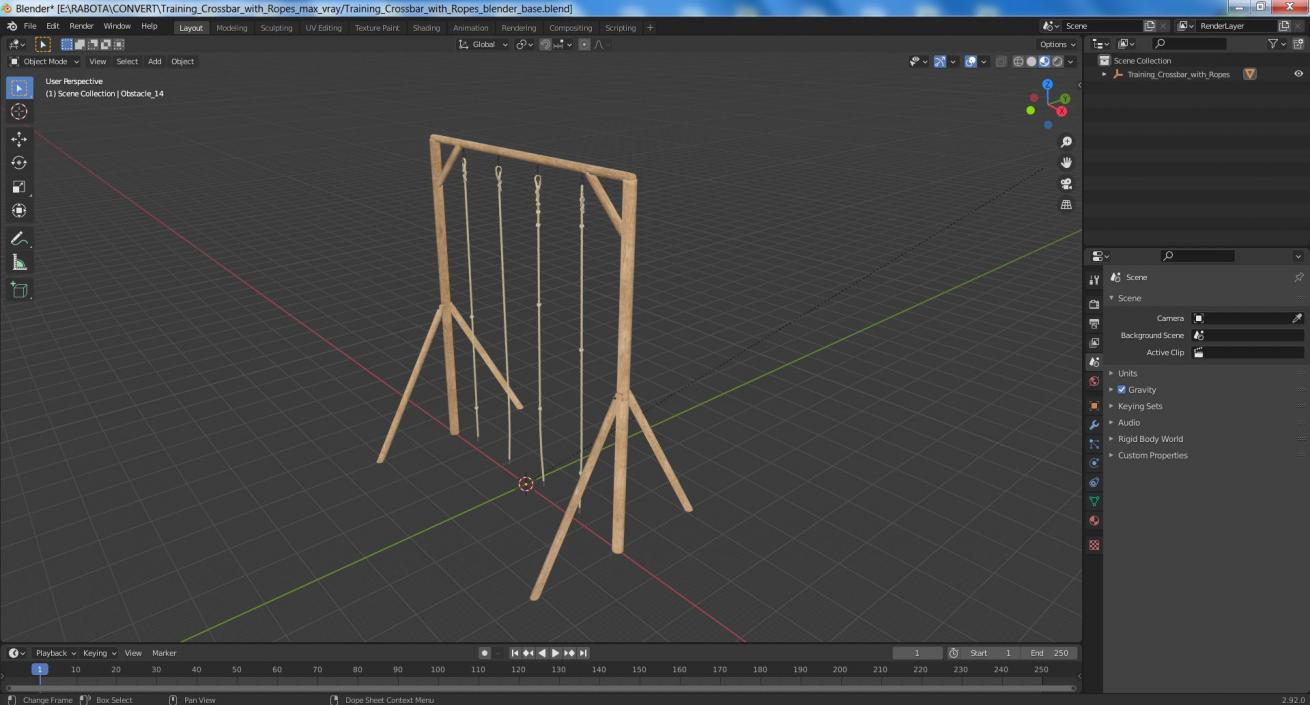 3D model Training Crossbar with Ropes 2