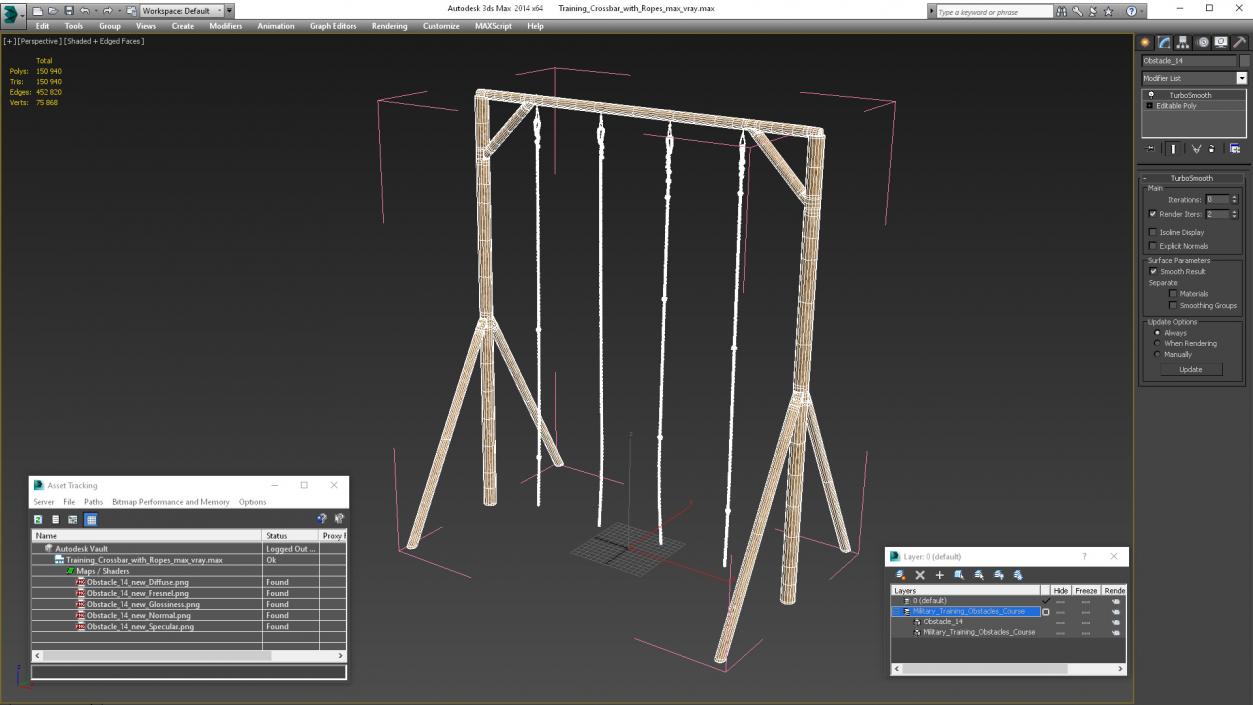 3D model Training Crossbar with Ropes 2