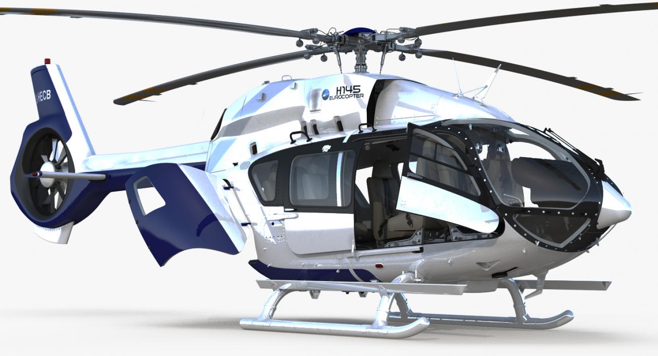 3D Light Utility Helicopter Eurocopter EC145 T2 Rigged