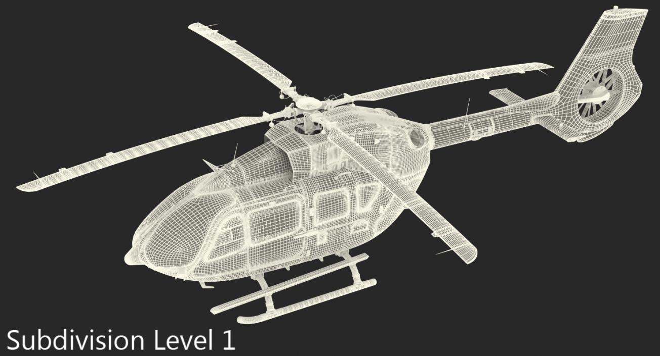 3D Light Utility Helicopter Eurocopter EC145 T2 Rigged