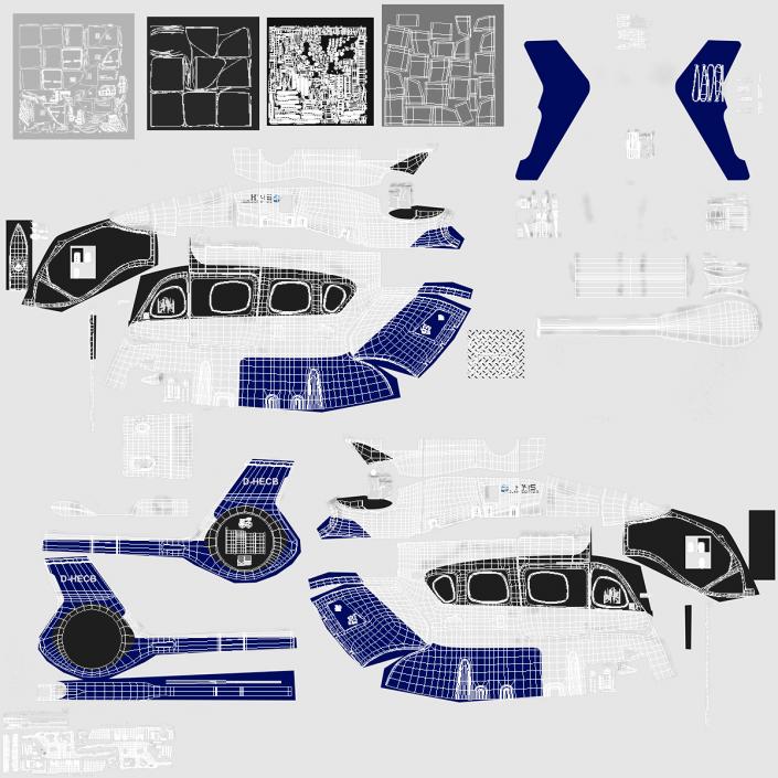 3D Light Utility Helicopter Eurocopter EC145 T2 Rigged