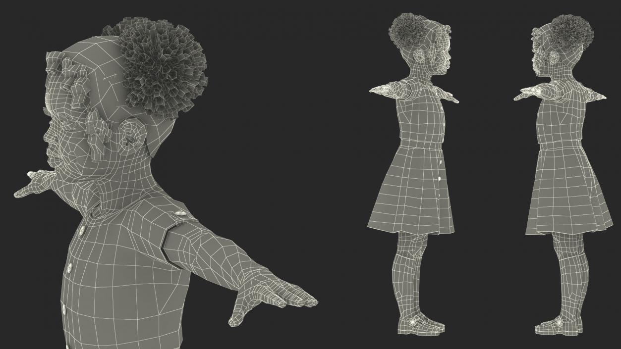 Everyday Style Black Girl Child Rigged for Cinema 4D 3D