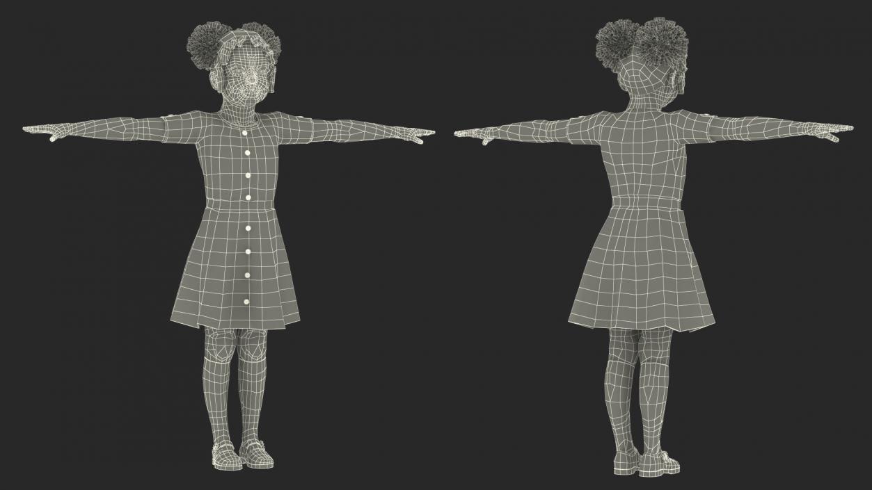 Everyday Style Black Girl Child Rigged for Cinema 4D 3D