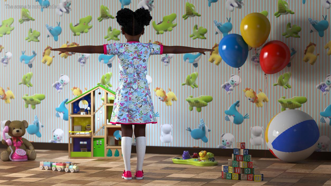 Everyday Style Black Girl Child Rigged for Cinema 4D 3D