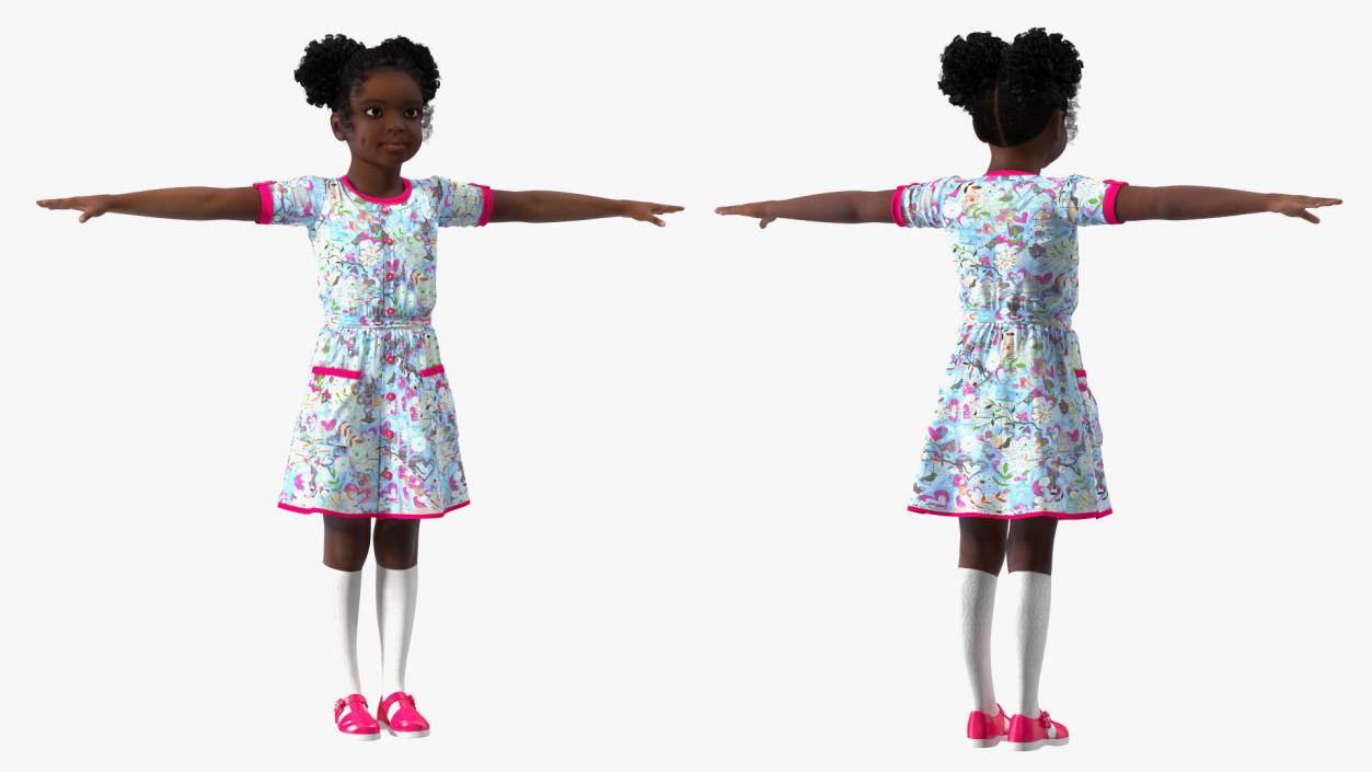 Everyday Style Black Girl Child Rigged for Cinema 4D 3D