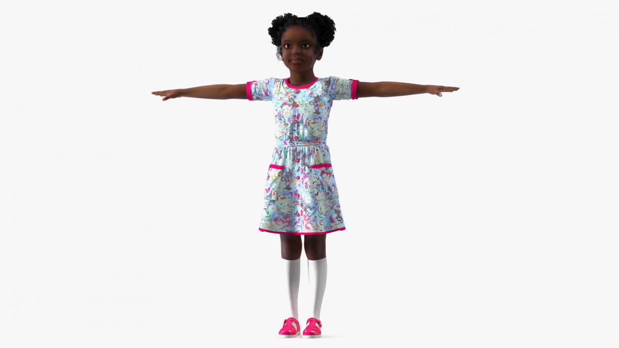 Everyday Style Black Girl Child Rigged for Cinema 4D 3D