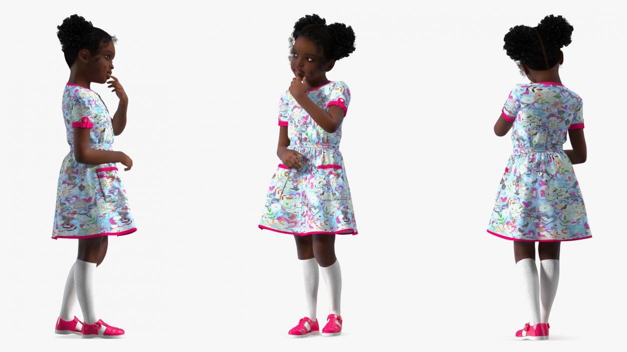 Everyday Style Black Girl Child Rigged for Cinema 4D 3D