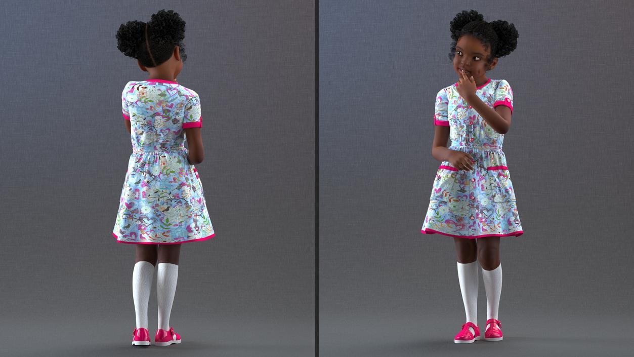 Everyday Style Black Girl Child Rigged for Cinema 4D 3D