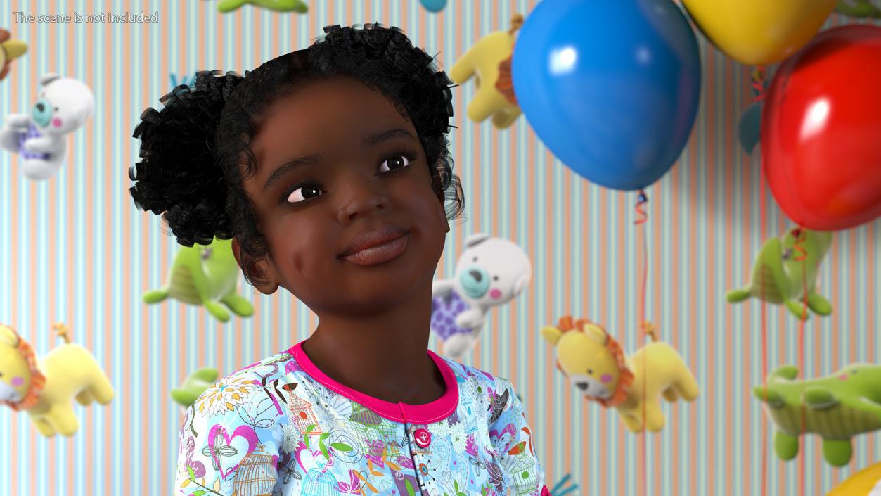 Everyday Style Black Girl Child Rigged for Cinema 4D 3D