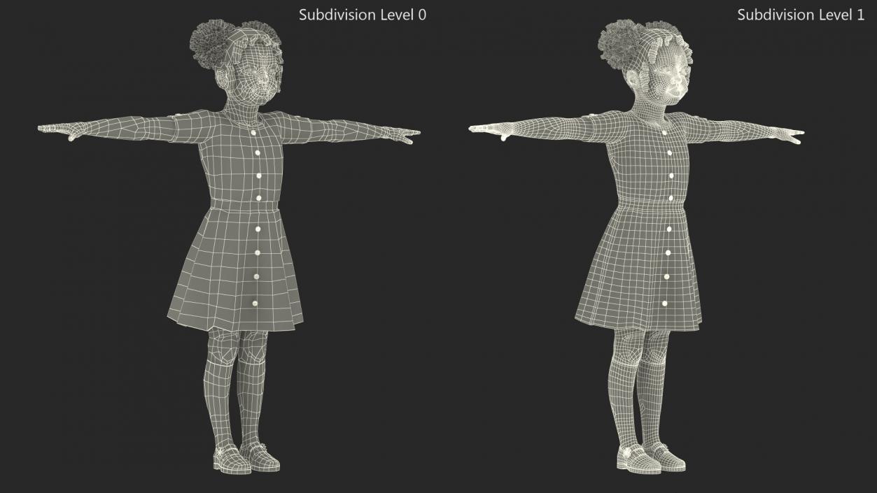 Everyday Style Black Girl Child Rigged for Cinema 4D 3D