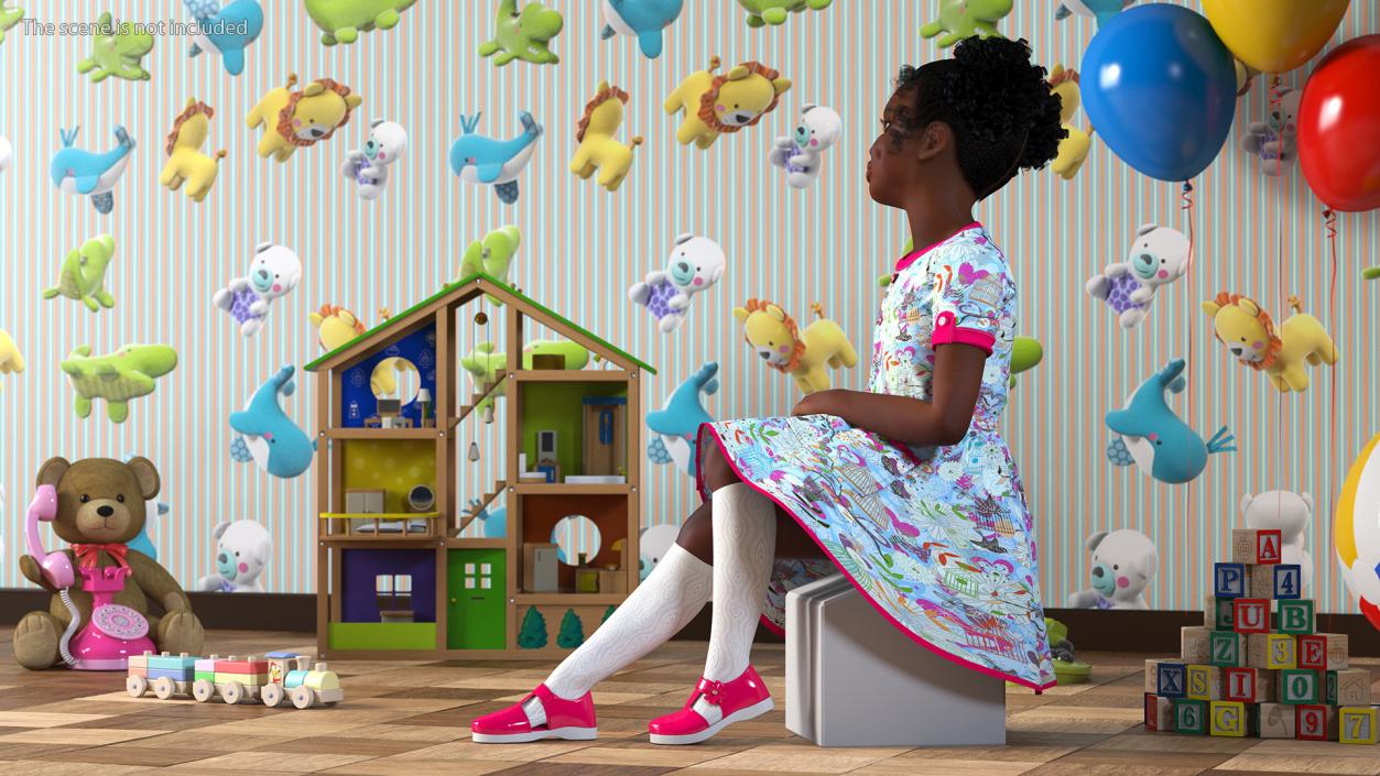 Everyday Style Black Girl Child Rigged for Cinema 4D 3D