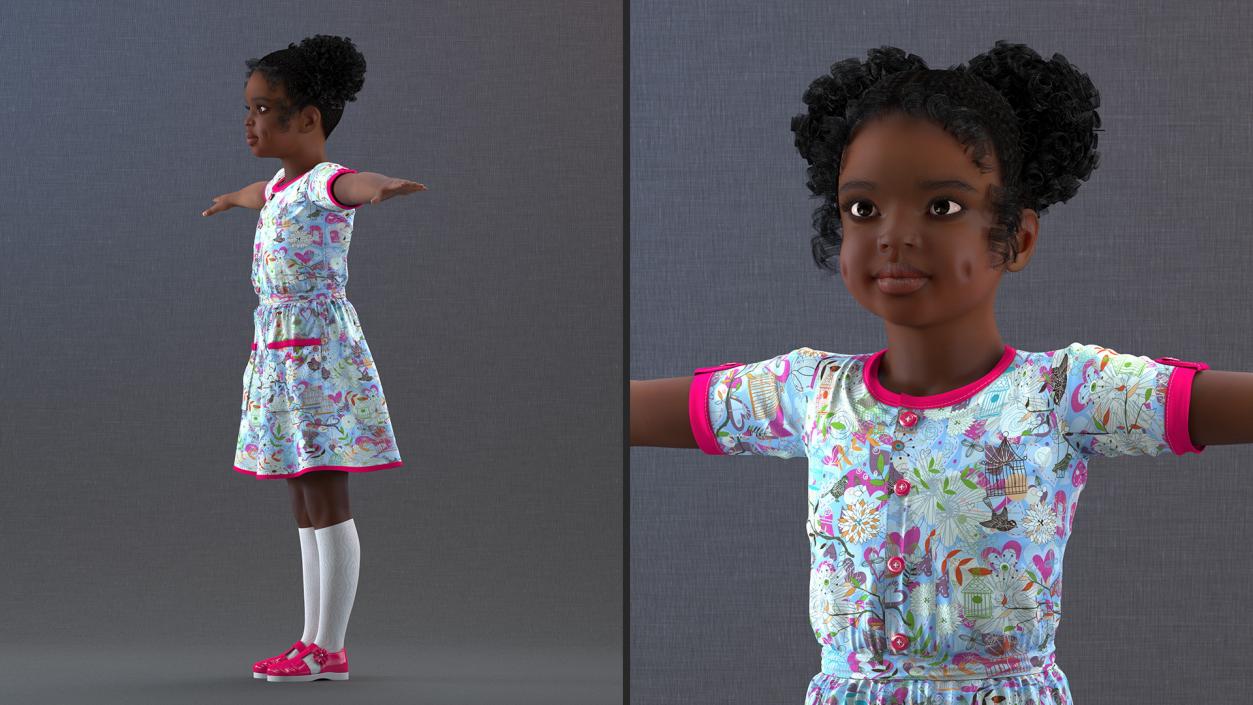 Everyday Style Black Girl Child Rigged for Cinema 4D 3D