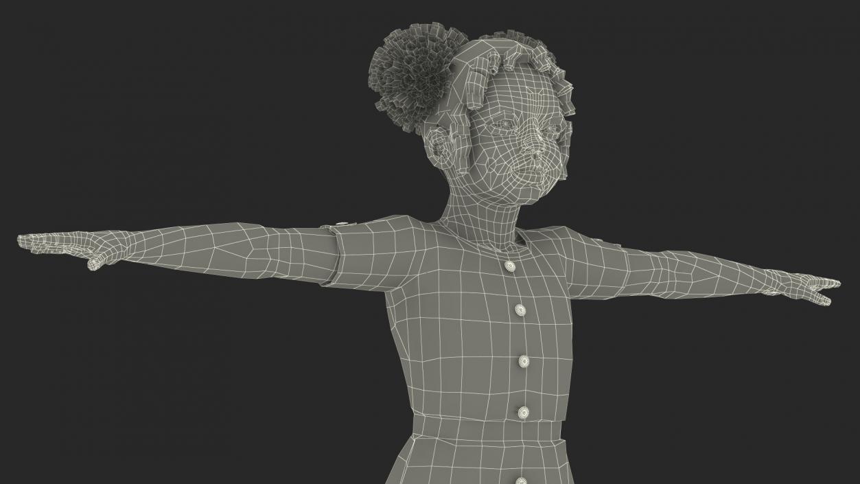 Everyday Style Black Girl Child Rigged for Cinema 4D 3D