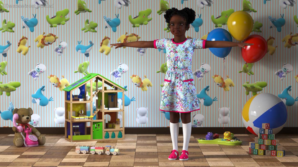 Everyday Style Black Girl Child Rigged for Cinema 4D 3D