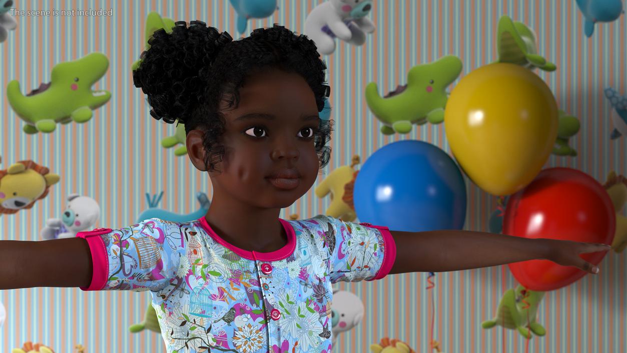 Everyday Style Black Girl Child Rigged for Cinema 4D 3D