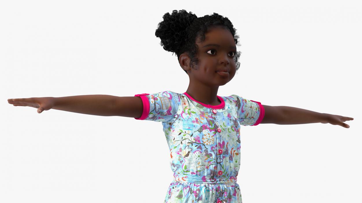 Everyday Style Black Girl Child Rigged for Cinema 4D 3D