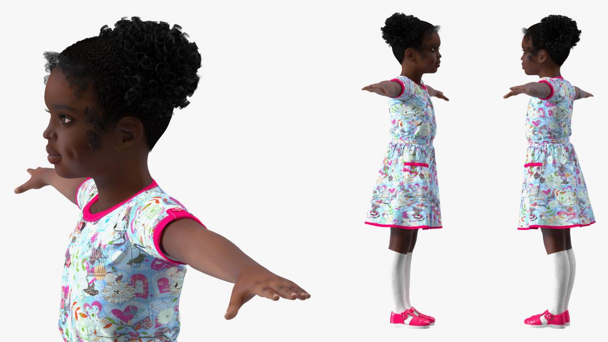 Everyday Style Black Girl Child Rigged for Cinema 4D 3D