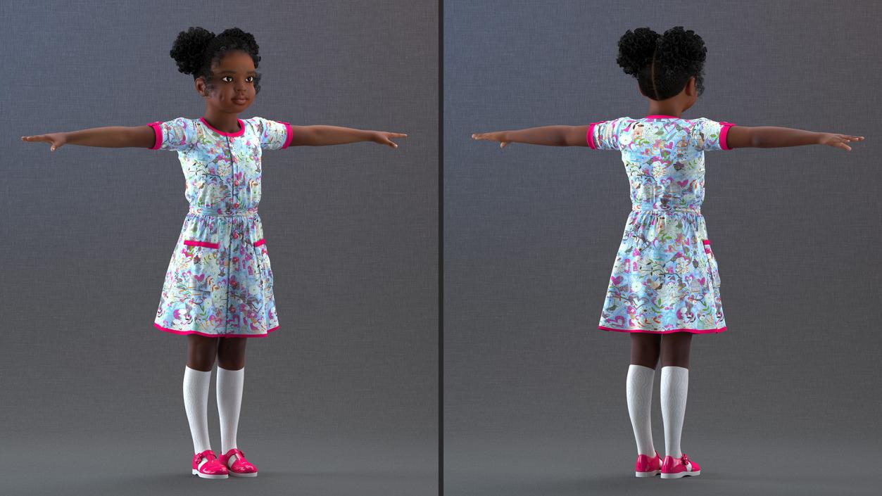 Everyday Style Black Girl Child Rigged for Cinema 4D 3D